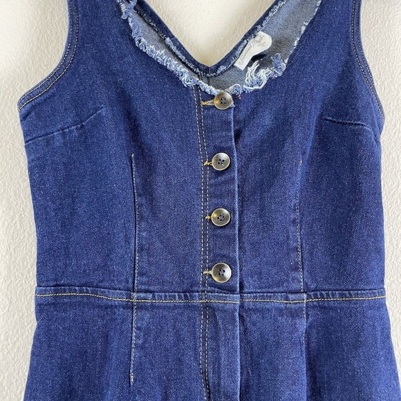 Universal Threads Denim Jumpsuit Womens 4 Sleeveless Button Front Frayed Boho - Picture 4 of 12